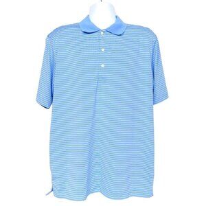 Jack Nicklaus Mens Golf Polo Size Large Blue White Striped Short Sleeve